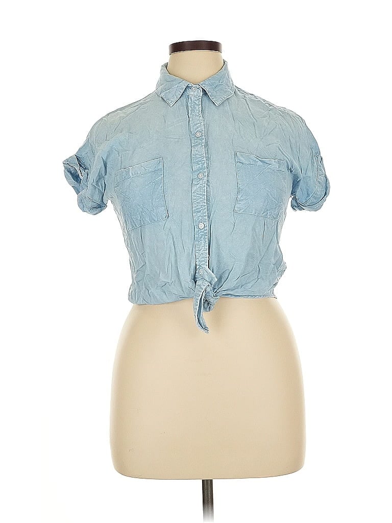Pre-owned Sim & Sam Short Sleeve Blouse In Blue