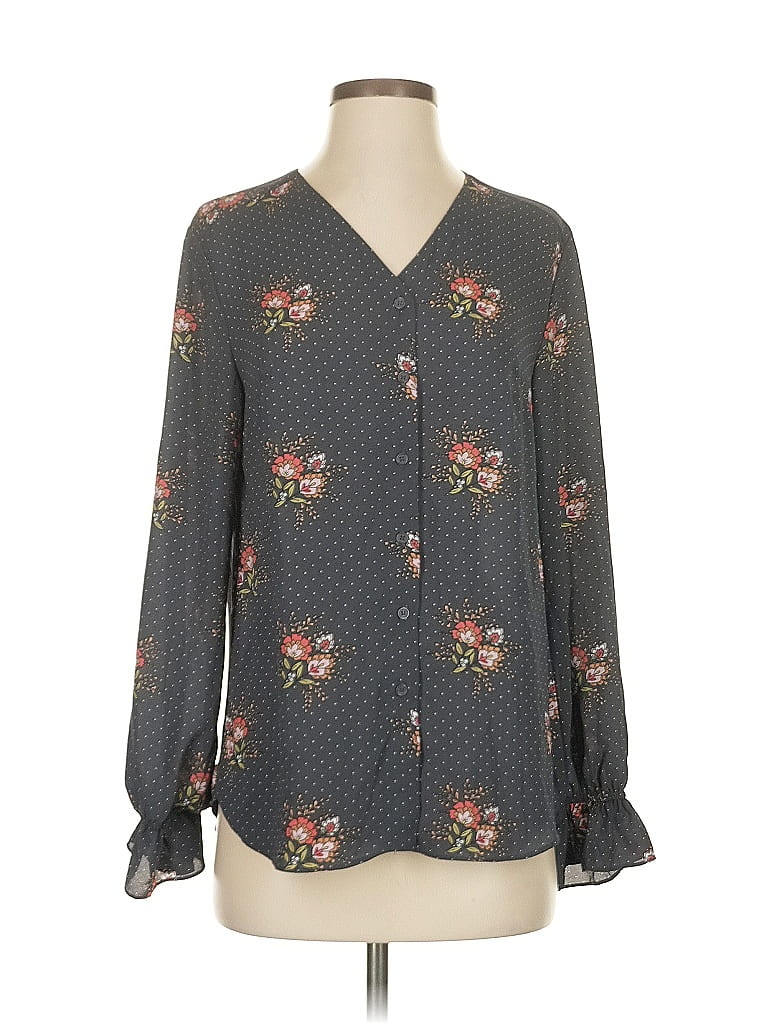 Pre-owned T Tahari Long Sleeve Blouse In Gray