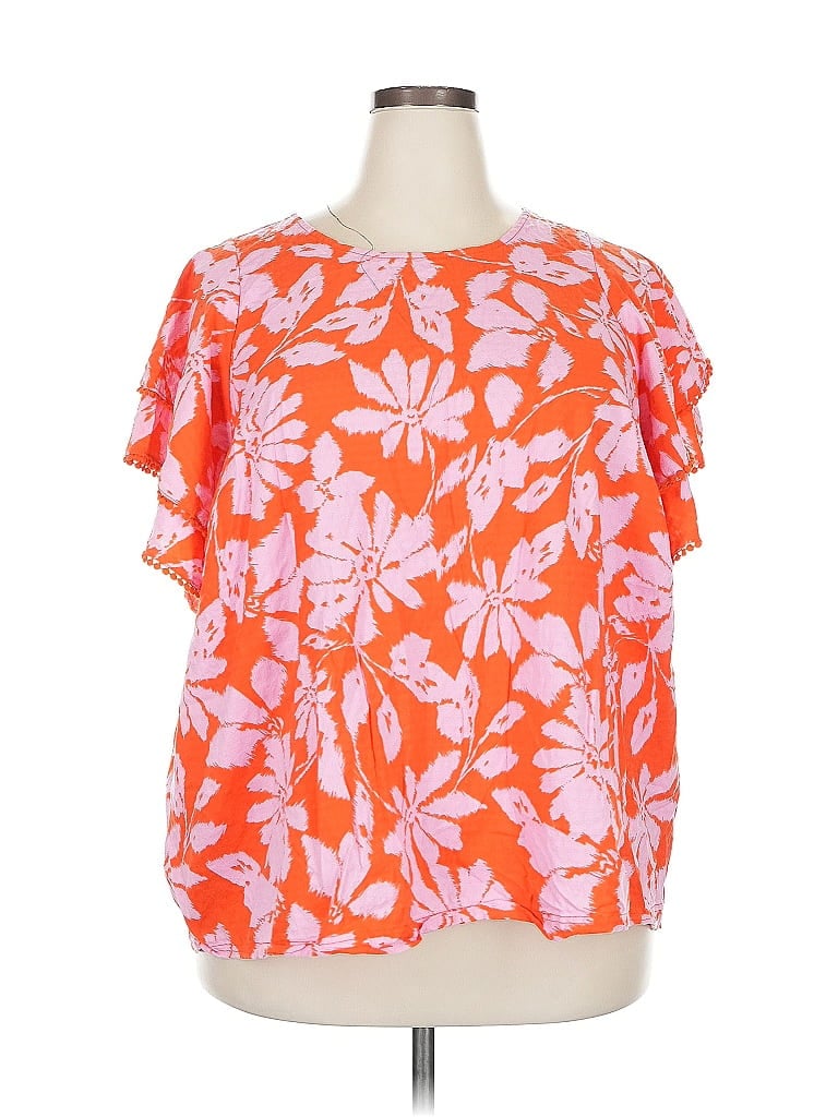 Pre-owned The Get Short Sleeve Blouse In Orange