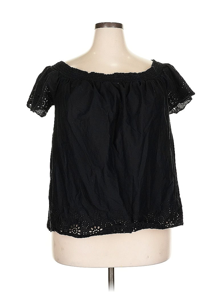 Pre-owned Old Navy Short Sleeve Blouse In Black