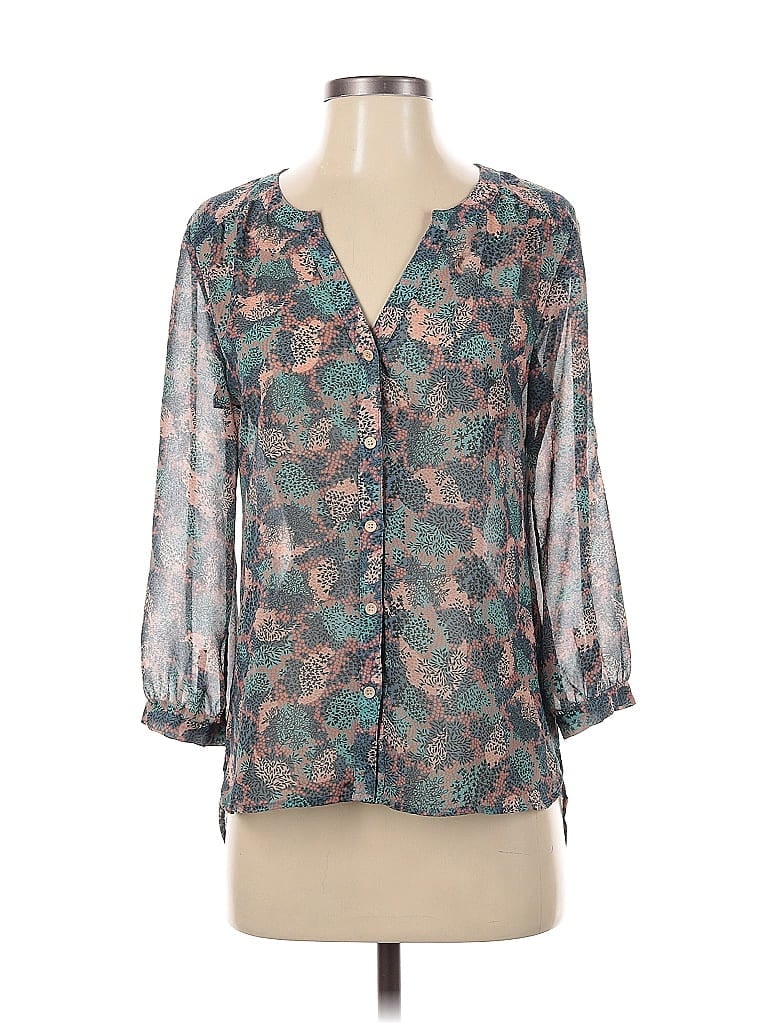 Pre-owned Hinge 3/4 Sleeve Blouse In Blue