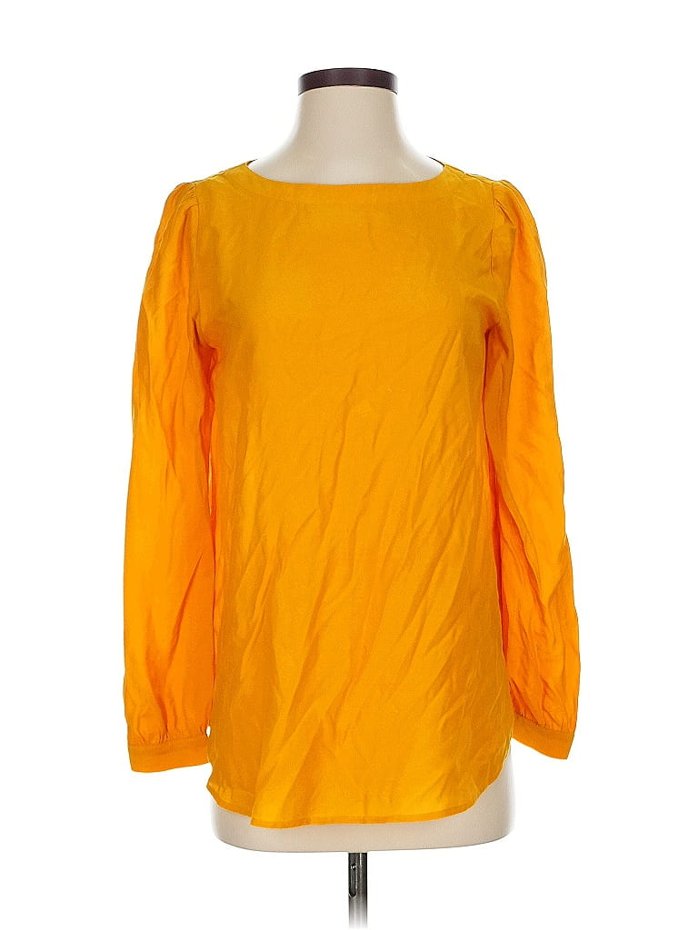 Pre-owned Ann Taylor Loft 3/4 Sleeve Top Yellow Boatneck Tops