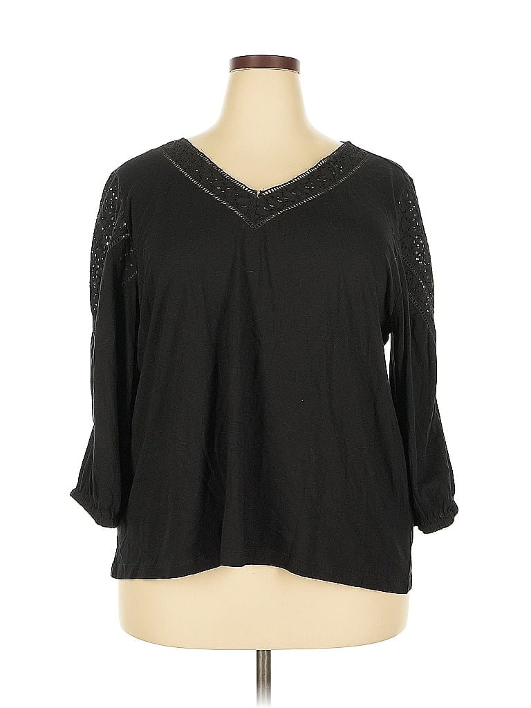 Pre-owned Chico's 3/4 Sleeve Blouse In Black