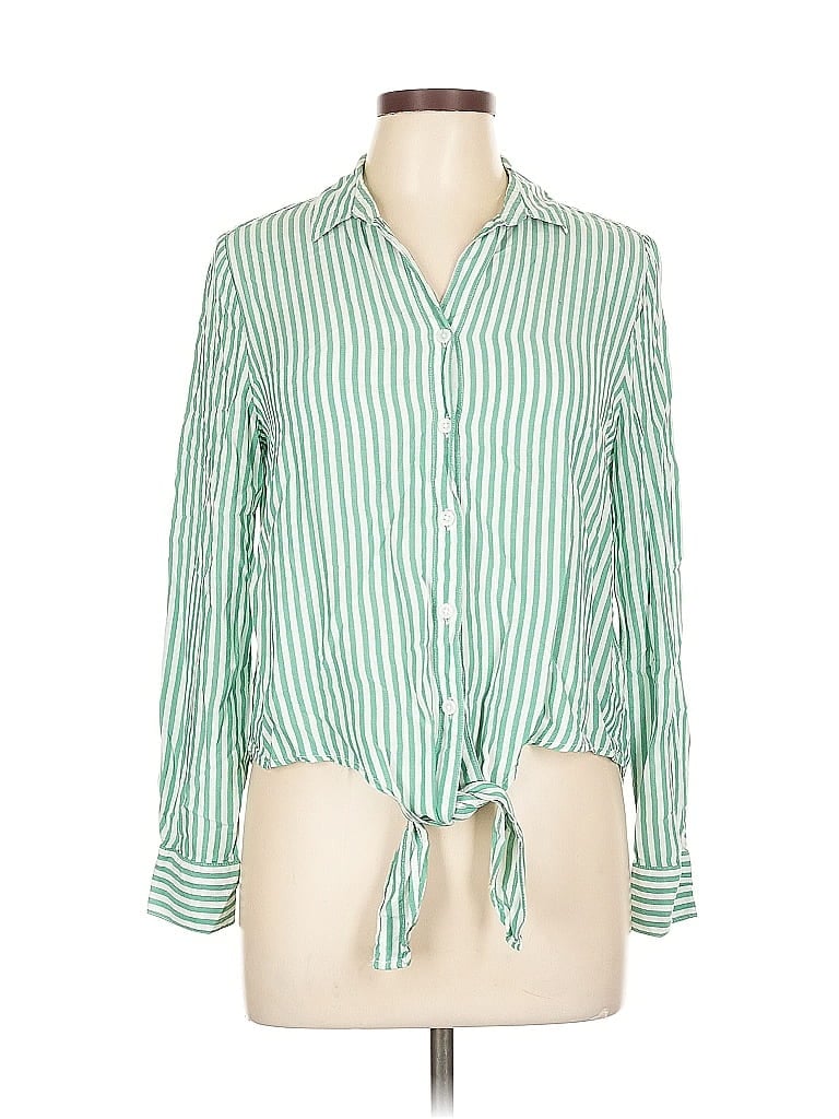 Pre-owned Beachlunchlounge Long Sleeve Blouse In Green