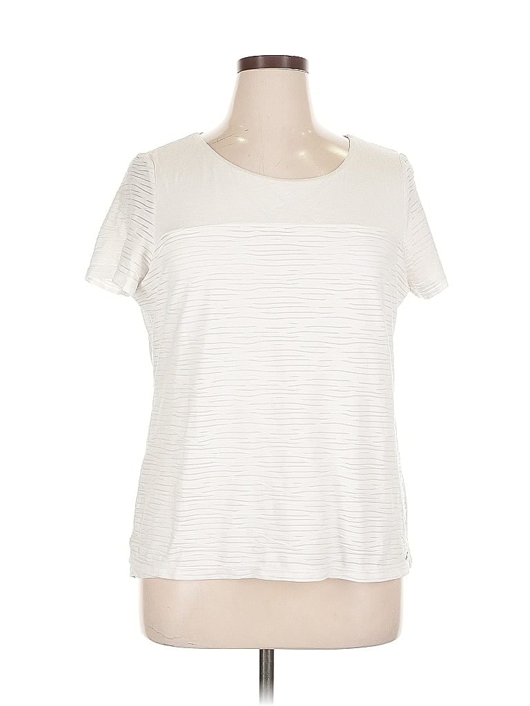Click to view more detailed imagery on our partner's website Pre-owned Calvin Klein Short Sleeve Top Ivory Crew Neck Tops In White