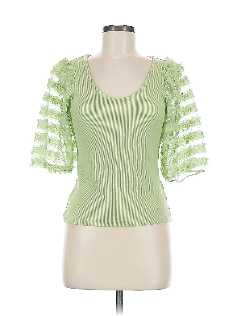 Click to view more detailed imagery on our partner's website Pre-owned Left Coast By Dolan Short Sleeve Top Green Sweetheart Neckline Tops