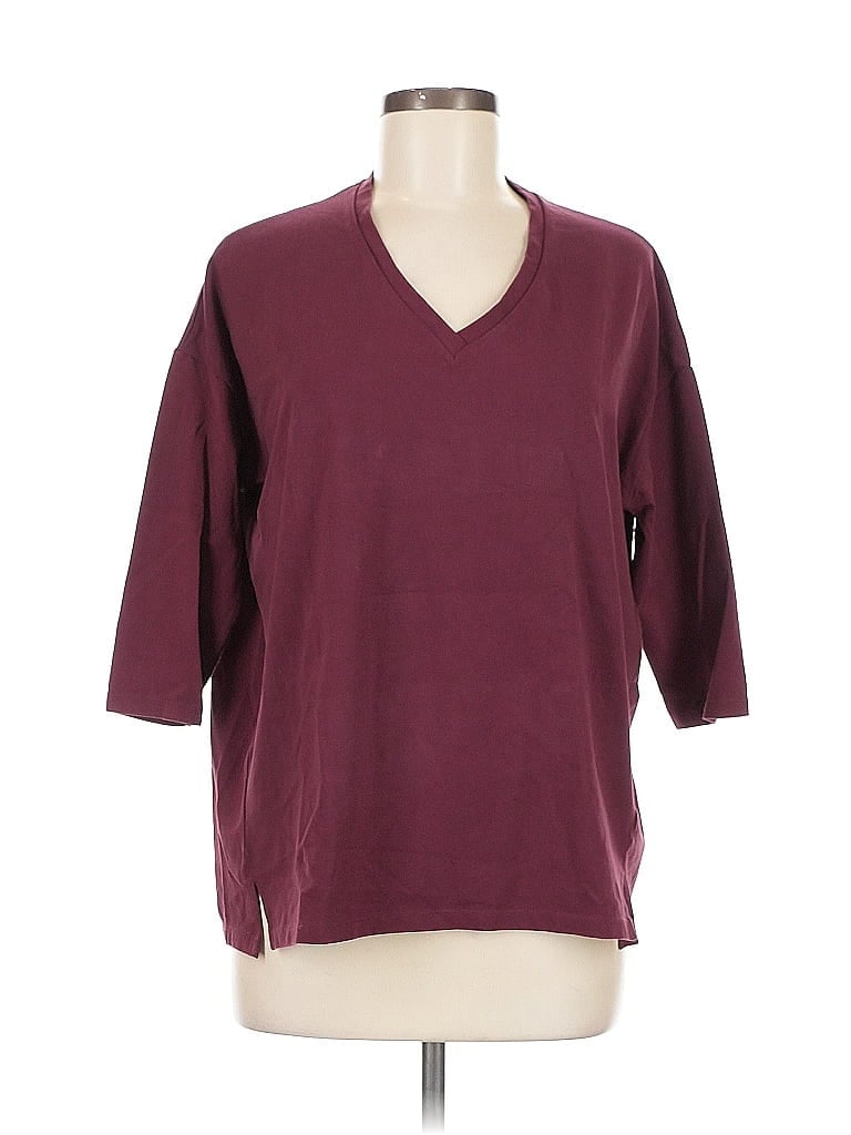 Pre-owned Saint + Sofia 3/4 Sleeve T-shirt In Burgundy