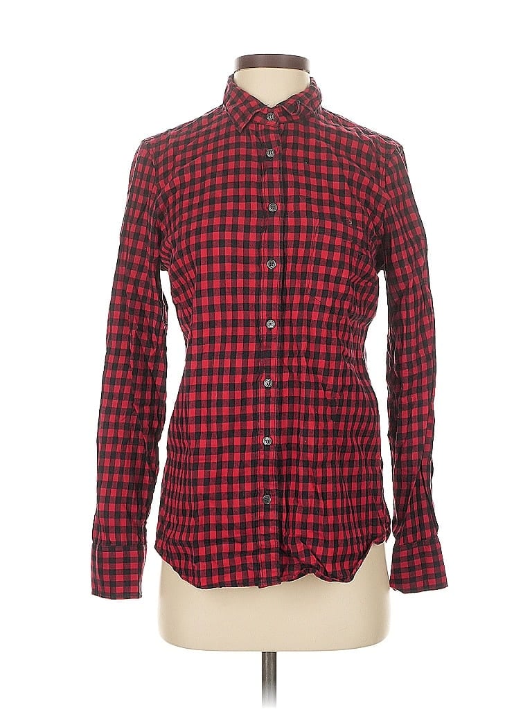 Pre-owned J.crew Factory Store Long Sleeve Button Down Shirt In Red
