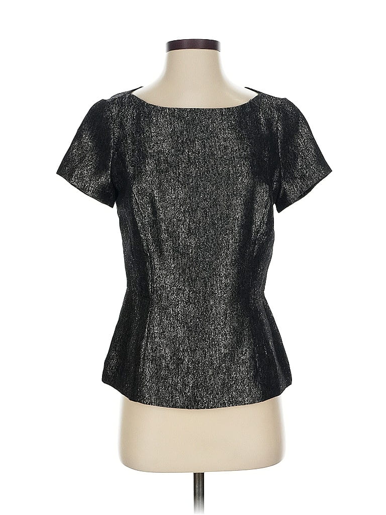 Pre-owned Halogen Short Sleeve Blouse In Black