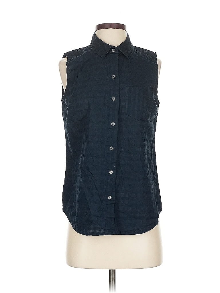 Pre-owned Banana Republic Factory Store Sleeveless Button Down Shirt In Blue
