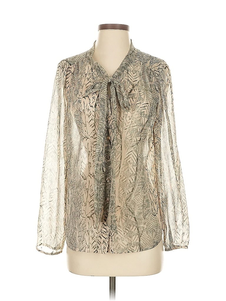 Pre-owned Meadow Rue Long Sleeve Blouse In Silver