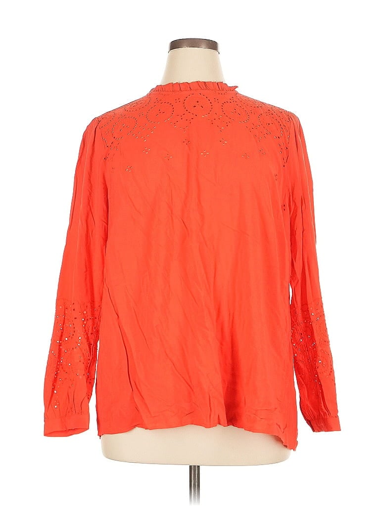 Pre-owned Ann Taylor Loft Long Sleeve Blouse In Orange