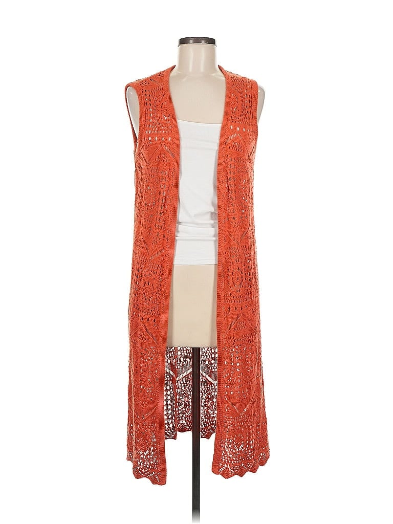 Pre-owned Chelsea & Theodore Cardigan Sweater In Orange