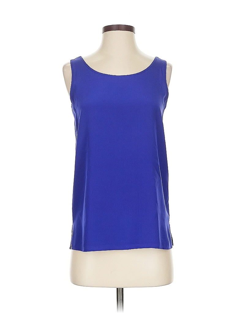 Pre-owned Nordstrom Sleeveless Silk Top Blue Scoop Neck Tops