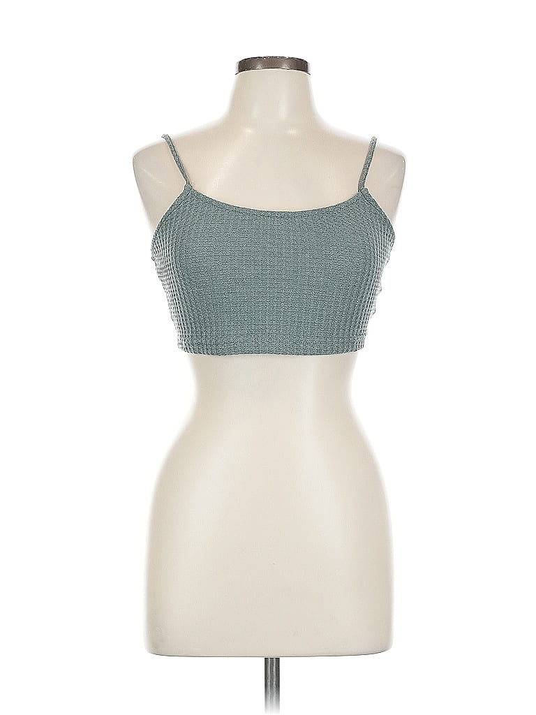 Pre-owned Shein Tank Top Teal Strapless Neckline Tops In Blue