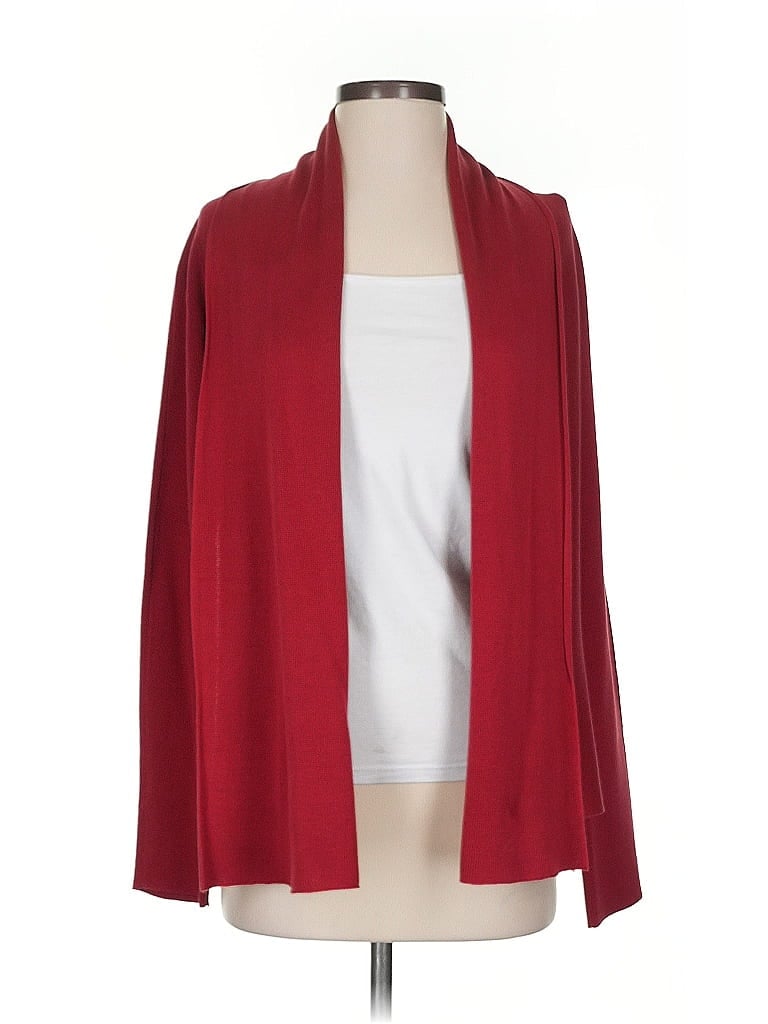Pre-owned Eileen Fisher Silk Cardigan Sweater In Red