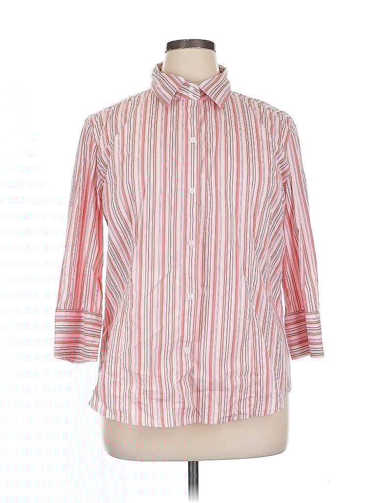 Pre-owned Chico's 3/4 Sleeve Button Down Shirt In Red