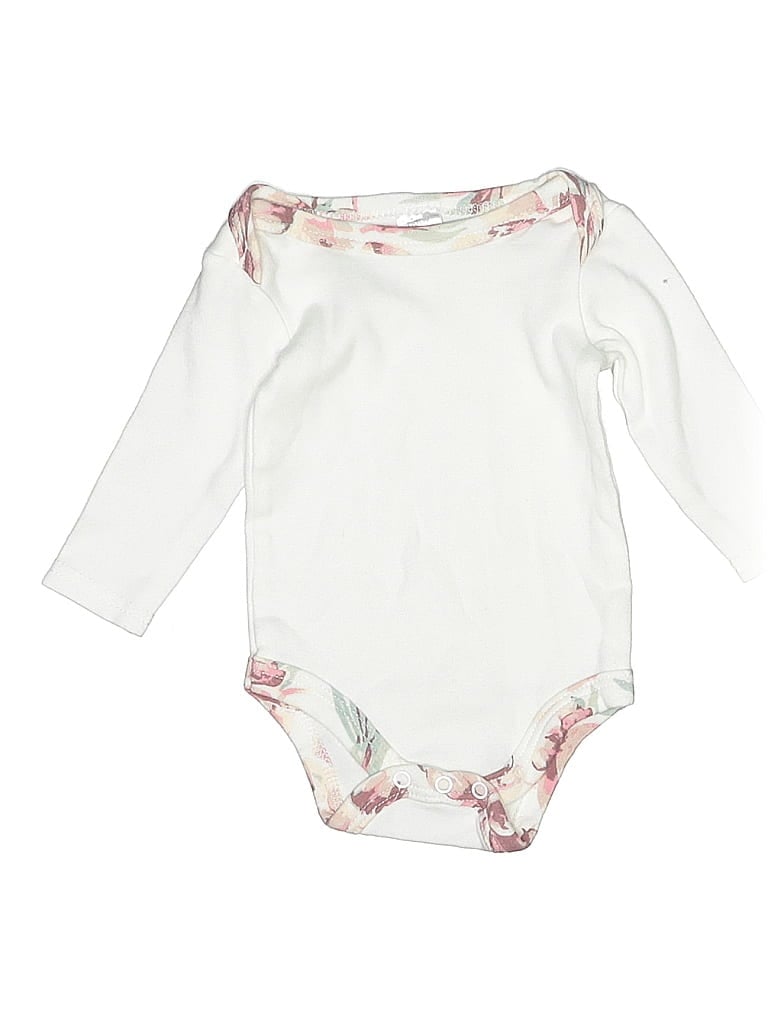Pre-owned Baby Kiss Babies' Long Sleeve Onesie In White