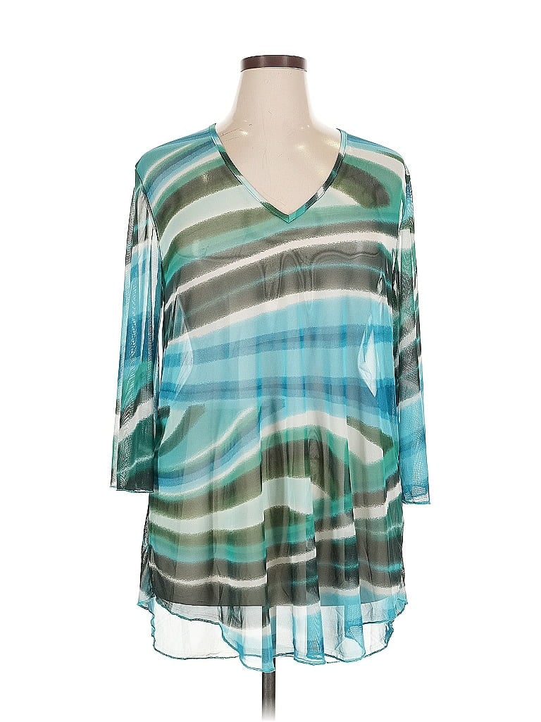 Pre-owned Jordan Taylor 3/4 Sleeve Blouse In Blue