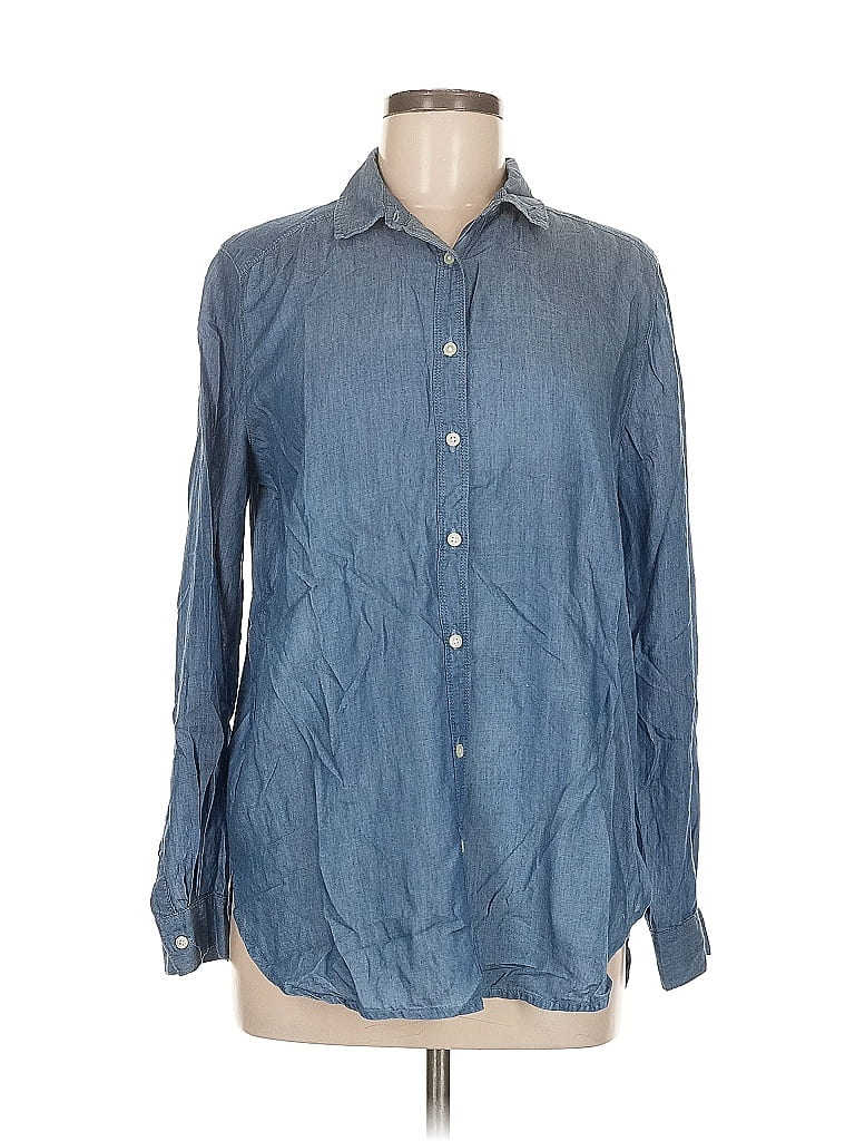Pre-owned Ann Taylor Loft Long Sleeve Button Down Shirt In Blue