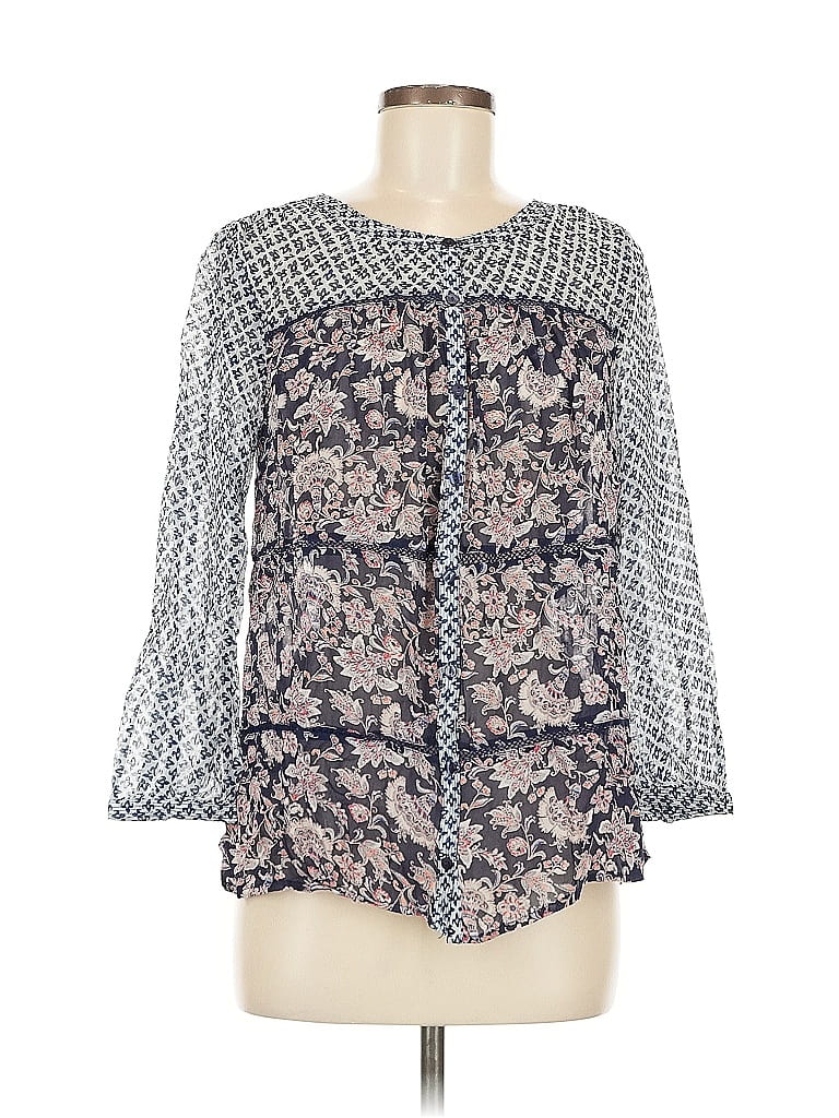 Pre-owned Lucky Brand 3/4 Sleeve Blouse In Blue