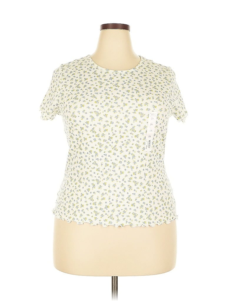 Sonoma Goods For Life Short Sleeve Top Ivory Keyhole Neckline Tops In White