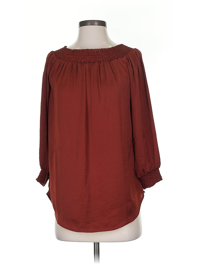 Pre-owned Cabi 3/4 Sleeve Blouse In Burgundy