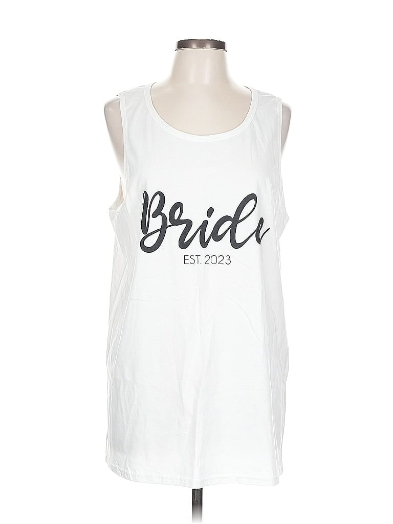 Pre-owned Port & Company Sleeveless T-shirt In White