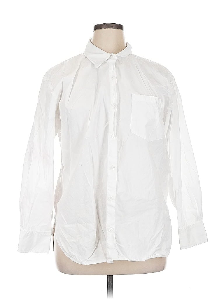 Pre-owned Banana Republic Factory Store Long Sleeve Button Down Shirt In White