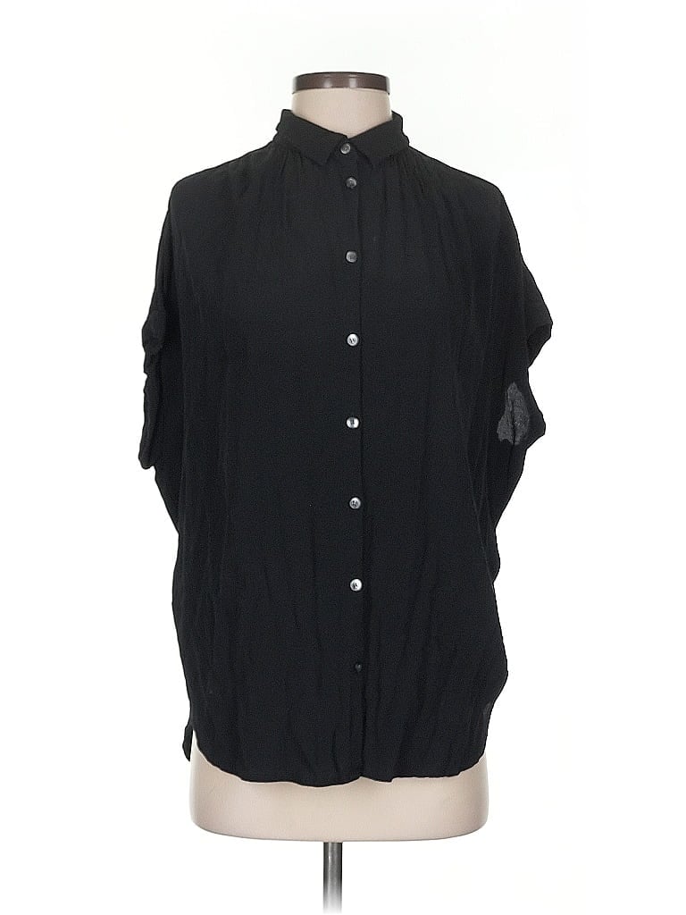 Pre-owned Madewell Short Sleeve Blouse In Black