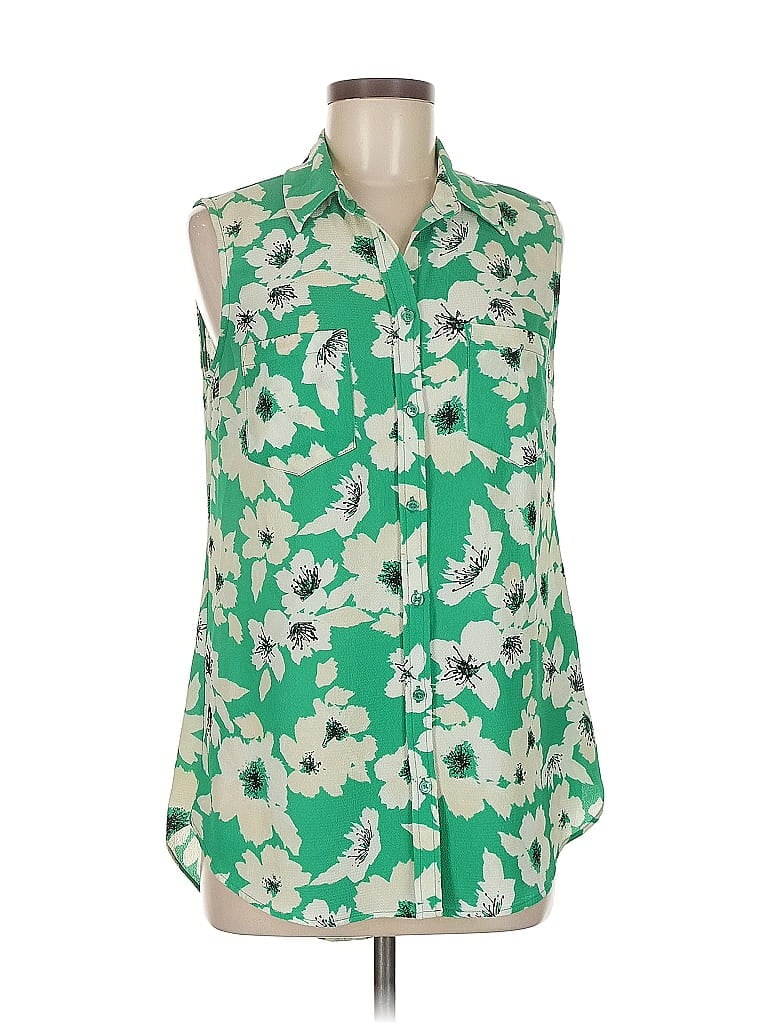 Pre-owned Merona Sleeveless Button Down Shirt In Green