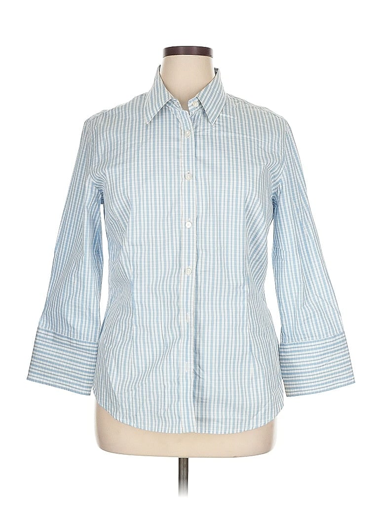 Pre-owned J. Mclaughlin 3/4 Sleeve Button Down Shirt In Blue