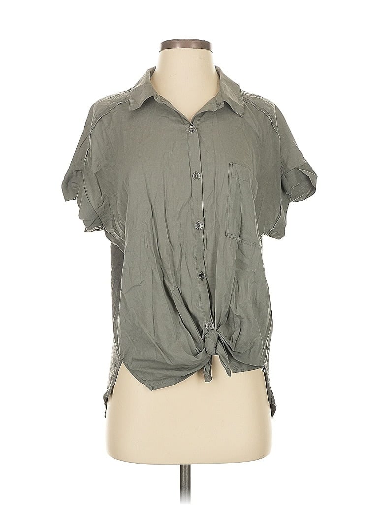 Pre-owned Splendid Short Sleeve Blouse In Gray