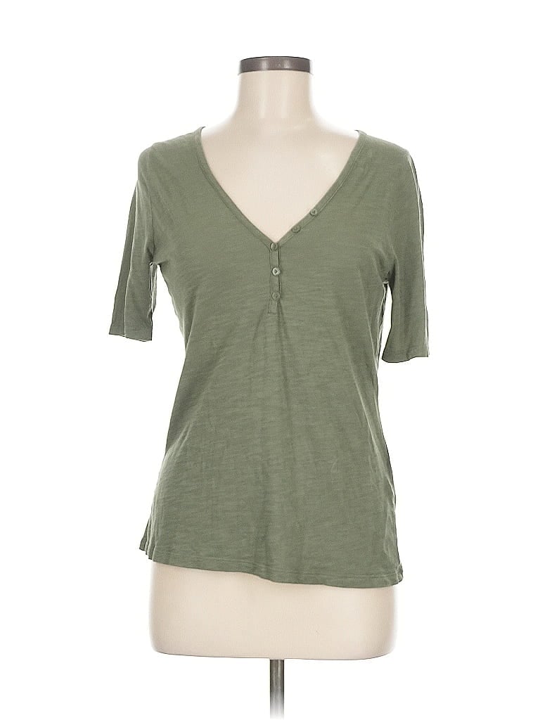 Pre-owned Banana Republic Short Sleeve Henley Shirt In Green
