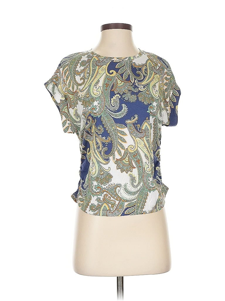 Pre-owned Industry Short Sleeve Blouse In Blue