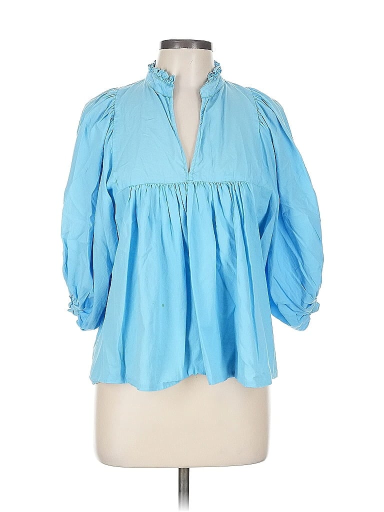 Click to view more detailed imagery on our partner's website Pre-owned Never A Wallflower 3/4 Sleeve Blouse In Blue