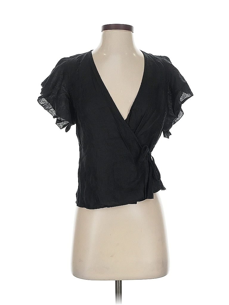 Pre-owned Wilfred Short Sleeve Blouse In Black