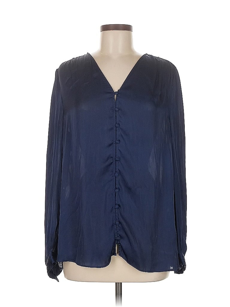 Pre-owned Banana Republic Long Sleeve Blouse In Blue