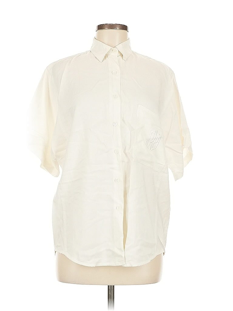 Pre-owned Express Short Sleeve Button Down Shirt In White