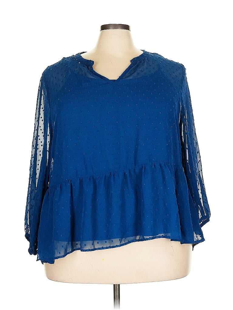 Pre-owned Massini 3/4 Sleeve Blouse In Blue