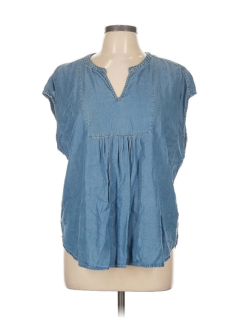 LIZ CLAIBORNE Pre-owned Short Sleeve Blouse In Blue