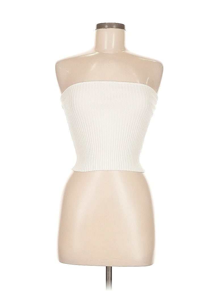 Pre-owned Assembly Label Tube Top Ivory Strapless Neckline Tops In White