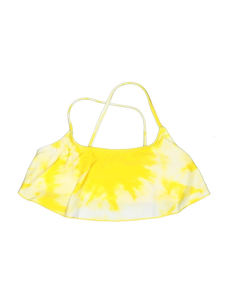 Click to view more detailed imagery on our partner's website Pre-owned Kanu Surf Swimsuit Top Yellow Tie-dye Pattern Swimwear