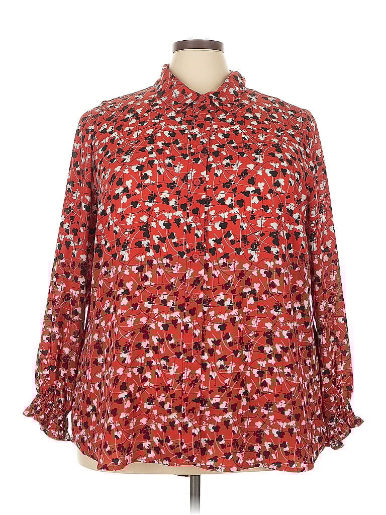 Click to view more detailed imagery on our partner's website Pre-owned Lane Bryant Long Sleeve Blouse In Red