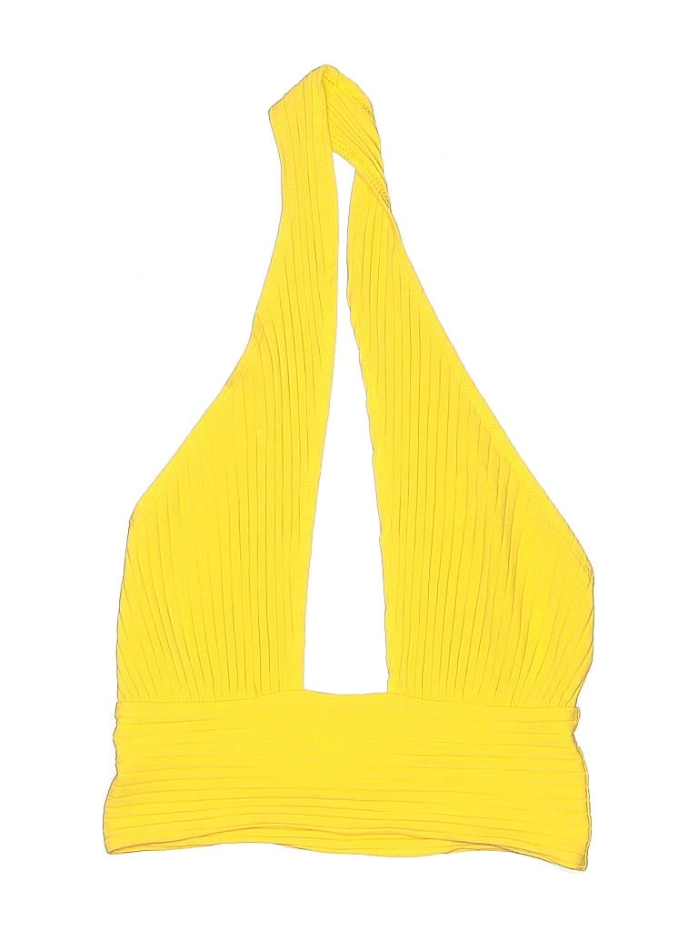 Pre-owned Callahan Sleeveless Top Yellow Halter Neckline Tops