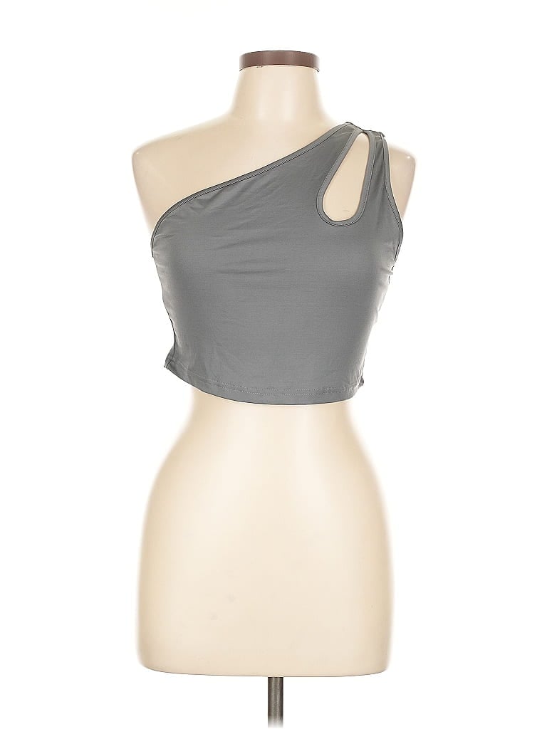 Pre-owned Shein Curve Sleeveless Top Gray One Shoulder Neckline Tops