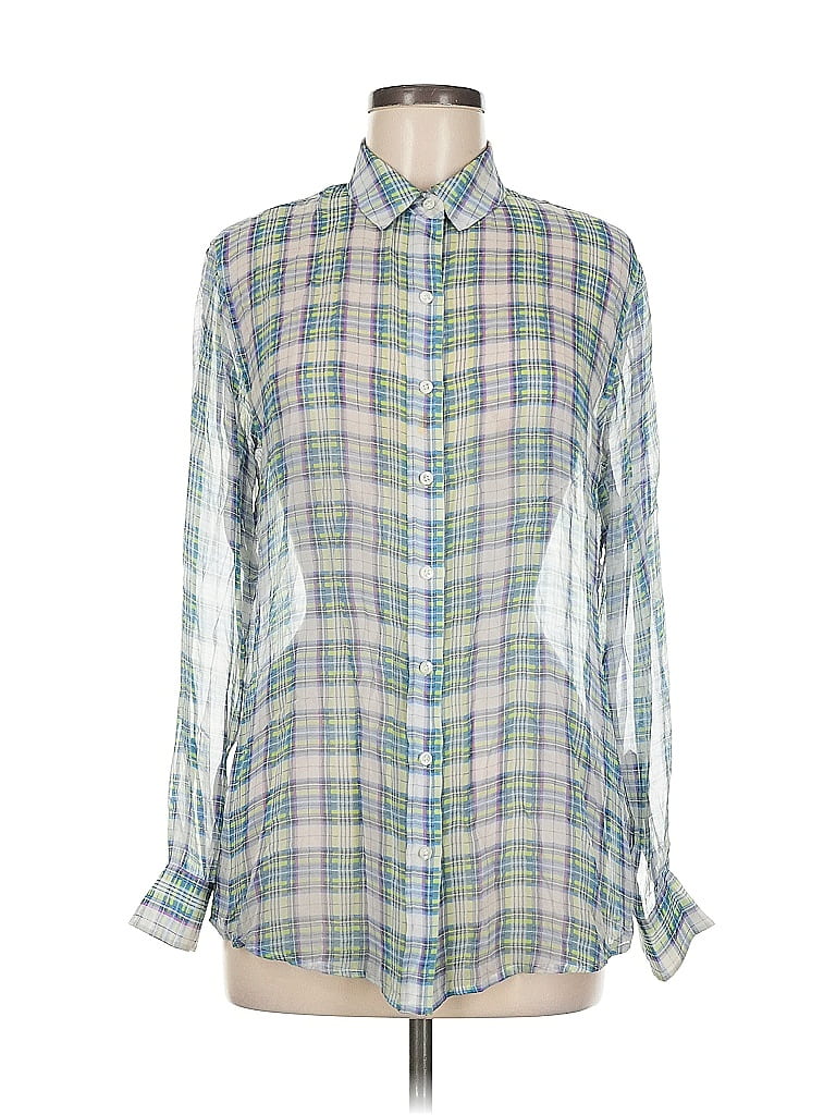 Pre-owned J. Mclaughlin Long Sleeve Blouse In Green