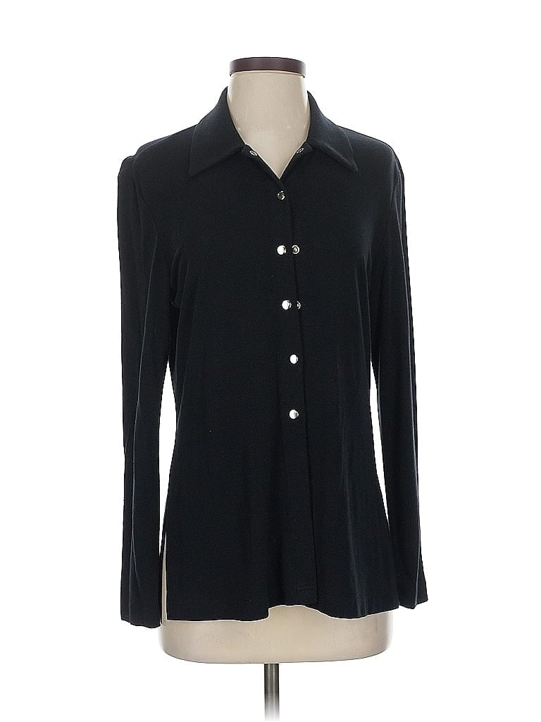 Pre-owned Jjill Long Sleeve Blouse In Black