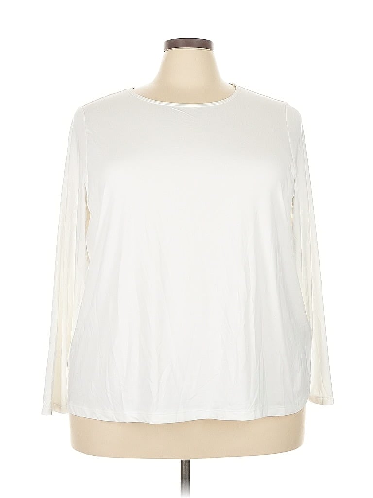 Pre-owned Lands' End 3/4 Sleeve T-shirt In White