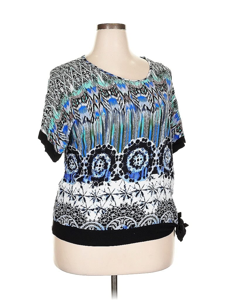 Pre-owned Unique Spectrum Short Sleeve Blouse In Blue